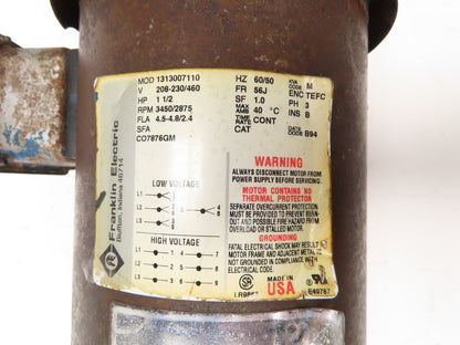 Franklin Electric 1313007110 Booster Pump 1.5Hp 3450rpm 230/460V 3PH Motor