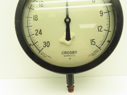 Crosby NA Gauge 30 in Hg Vacuum - 15 psi 1/4" NPT 8" Face