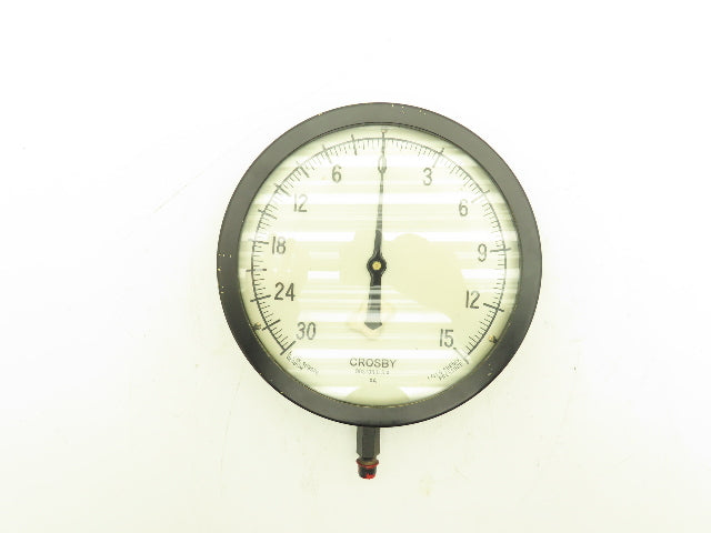 Crosby NA Gauge 30 in Hg Vacuum - 15 psi 1/4" NPT 8" Face