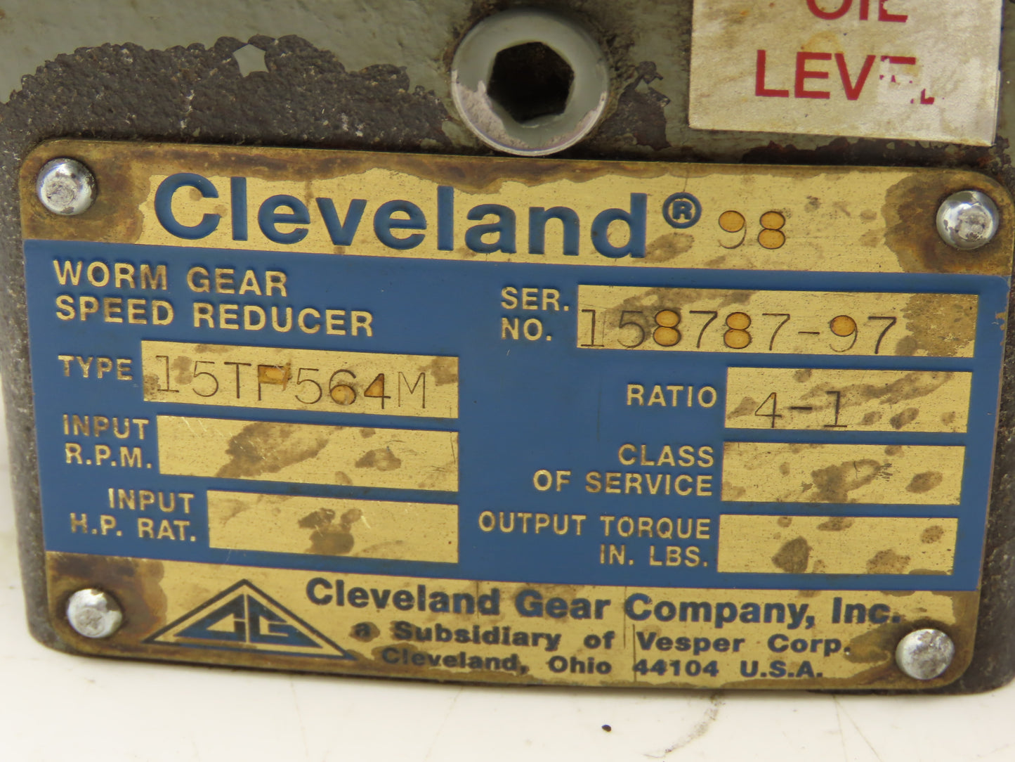 Cleveland Gear 15TF564M Worm Gearbox 50:1 Ratio 437rpm 56C Dual Output