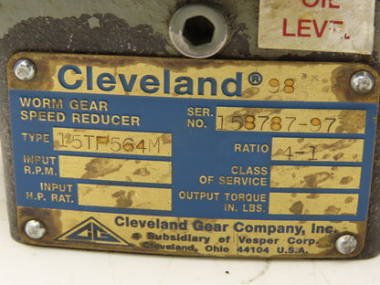 Cleveland Gear 15TF564M Worm Gearbox 50:1 Ratio 437rpm 56C Dual Output