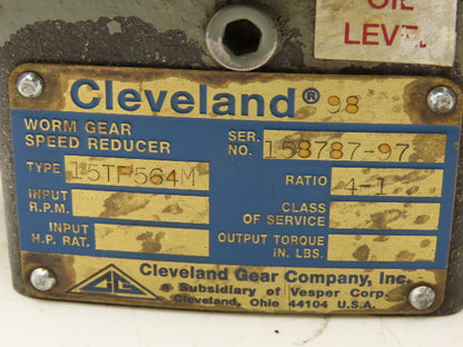 Cleveland Gear 15TF564M Worm Gearbox 50:1 Ratio 437rpm 56C Dual Output