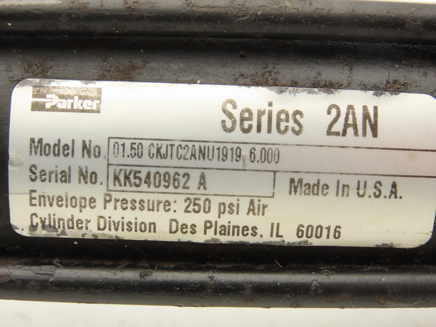 Parker Double Rod Pneumatic Air Cylinder 1.5" Bore 6" Stroke 18-1/4" Rod 250psi