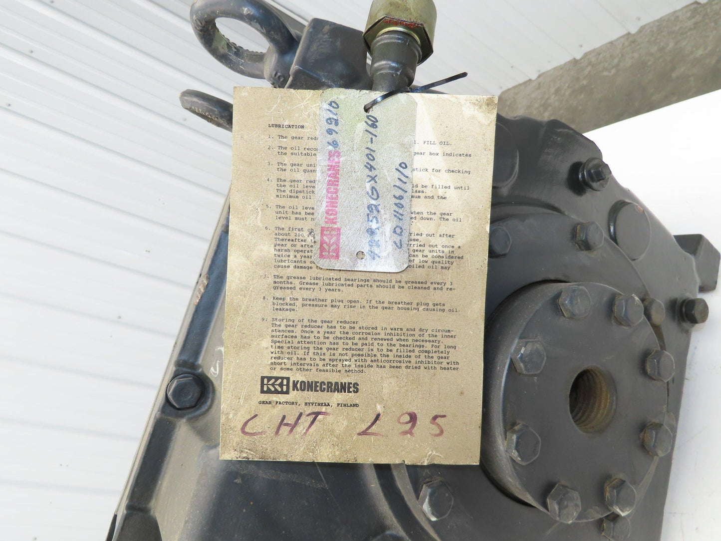 Kone Cranes HSC42252GX401-160 Gear Drive Speed Reducer 160:1 Gearbox 110mm Shaft