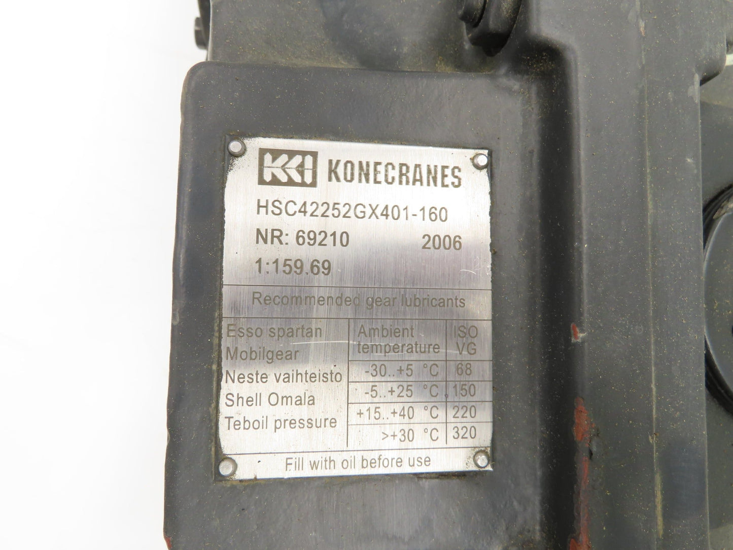 Kone Cranes HSC42252GX401-160 Gear Drive Speed Reducer 160:1 Gearbox 110mm Shaft