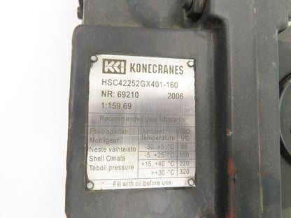 Kone Cranes HSC42252GX401-160 Gear Drive Speed Reducer 160:1 Gearbox 110mm Shaft