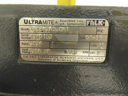 Falk 04UCBN2A5.0N1 Ultramite Inline Gearbox 5:1 Reducer 6Hp 347rpm Output
