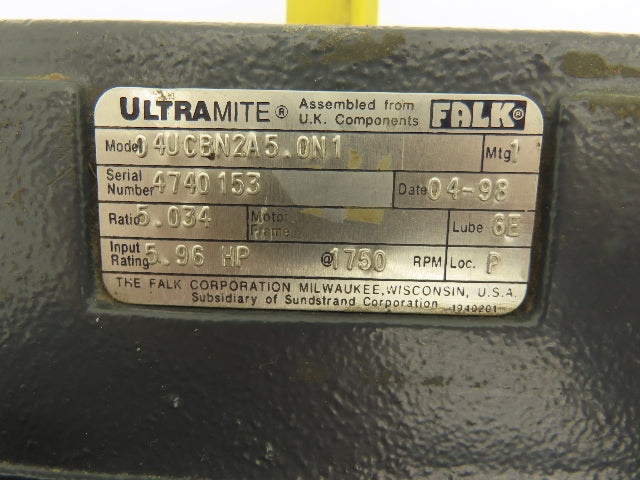 Falk 04UCBN2A5.0N1 Ultramite Inline Gearbox 5:1 Reducer 6Hp 347rpm Output