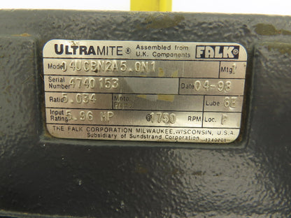 Falk 04UCBN2A5.0N1 Ultramite Inline Gearbox 5:1 Reducer 6Hp 347rpm Output