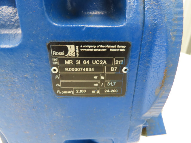 Rossi MR3I64UC2A Inline Gearbox 31.7:1 Reducer 2.5Hp 44rpm