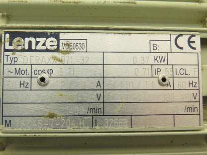 Lenze DERAXX 071-32 Inline Gear Motor 7.18:1 Reducer .37kw 277/480V GST04-1MVCR