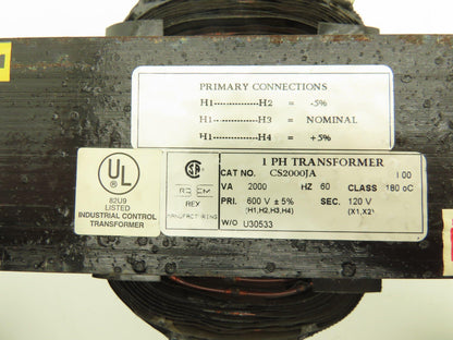 Rex CS2000JA Power Transformer 2kVA 1Ph HV 600 LV 120 Class 180C 60Hz