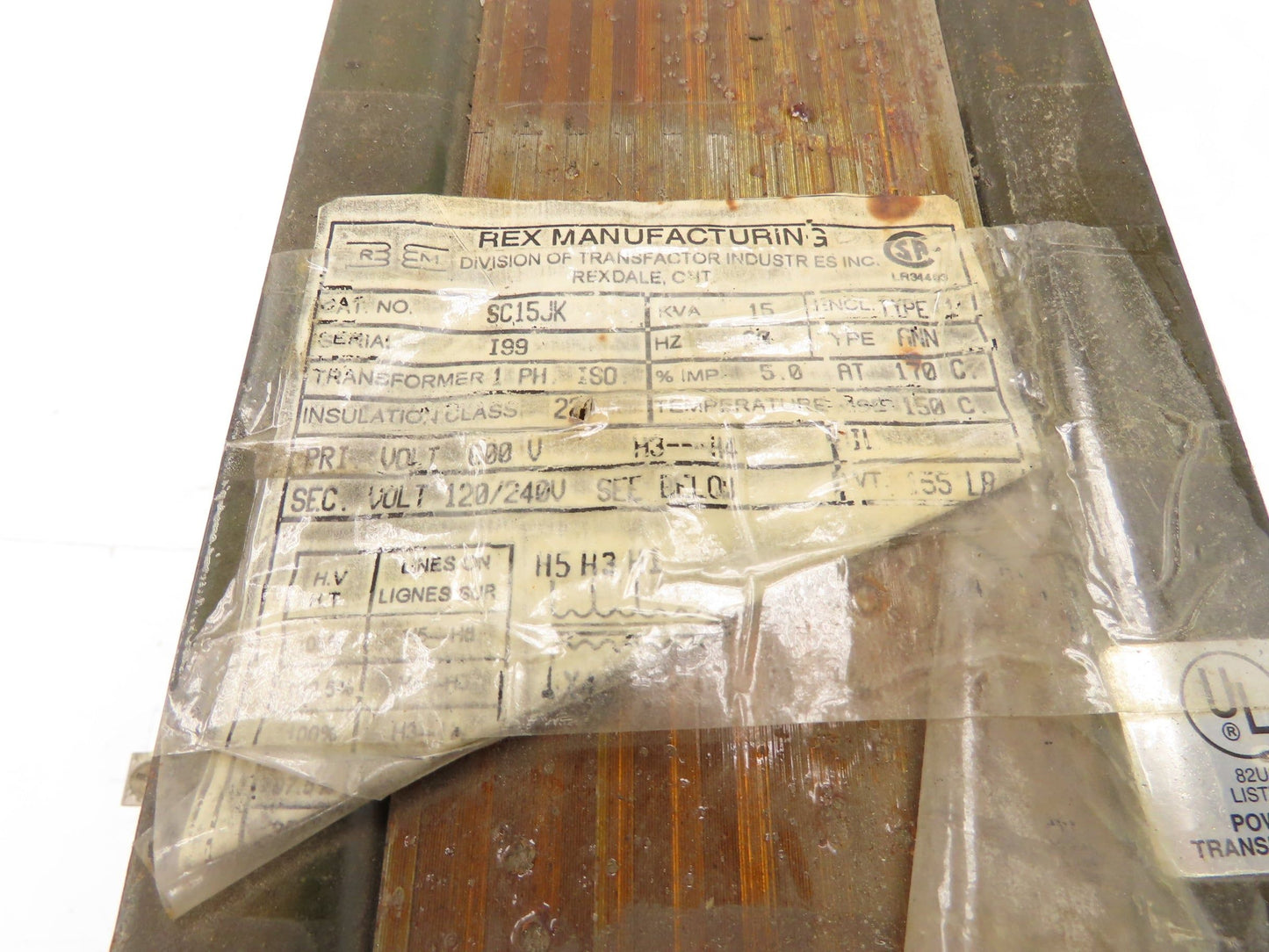 Rex SC15JK Power Transformer 15kVA 1Ph HV 600 LV 120/240 Class 180C 60Hz