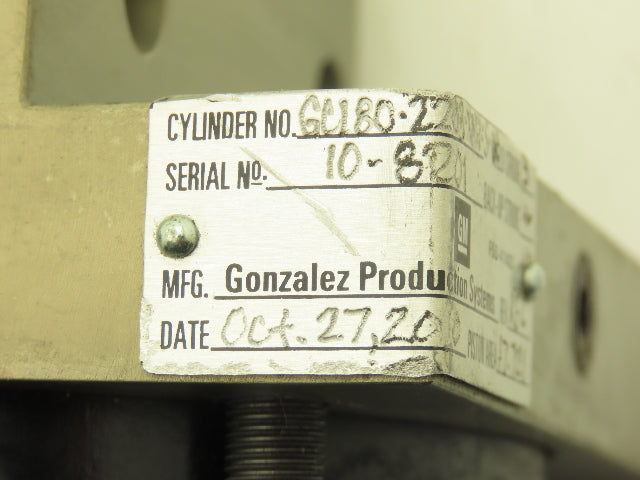 GM Gonzalez GC180-2203-XM-S-00 Pneumatic Air Cylinder 3" Weld Stroke 4.5" Bore