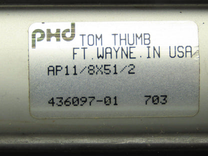 PHD AP11/8X51/2 Pneumatic Air Cylinder 1-1/8" Bore 5-1/2" Stroke 150psi