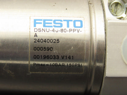 Festo DSNU-40-80-PPV-A Pneumatic Air Cylinder 40mm Bore 80mm Stroke 150 psi