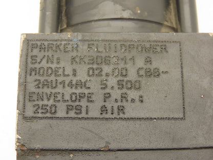 Parker 2.00 CBB2AU14AC 2A Pneumatic Air Cylinder 2" Bore 5.5" Stroke Rear Clevis