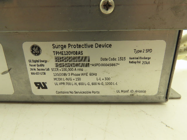 General Electric TPME120Y08AS Tranquell Surge Protective Device 120/208V 3Ph