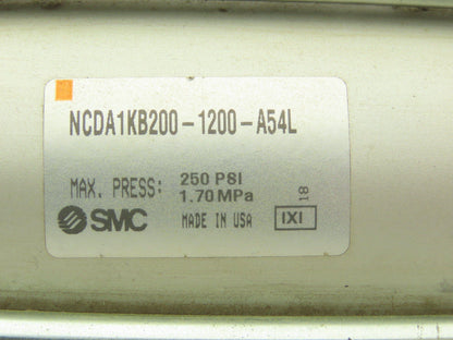 SMC Pneumatic Air Cylinder 2" Bore 12" Stroke Non Rotating Rod 250psi