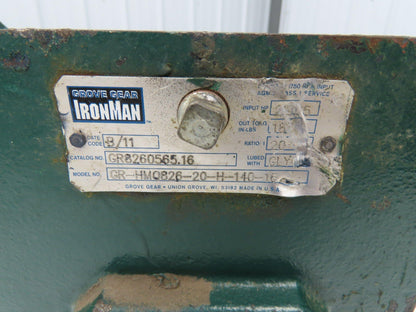 Ohio Gear GR-MMQ826-20-H-140-16 Worm Gearbox 20:1 Ratio 3Hp 87rpm 143TC Hollow