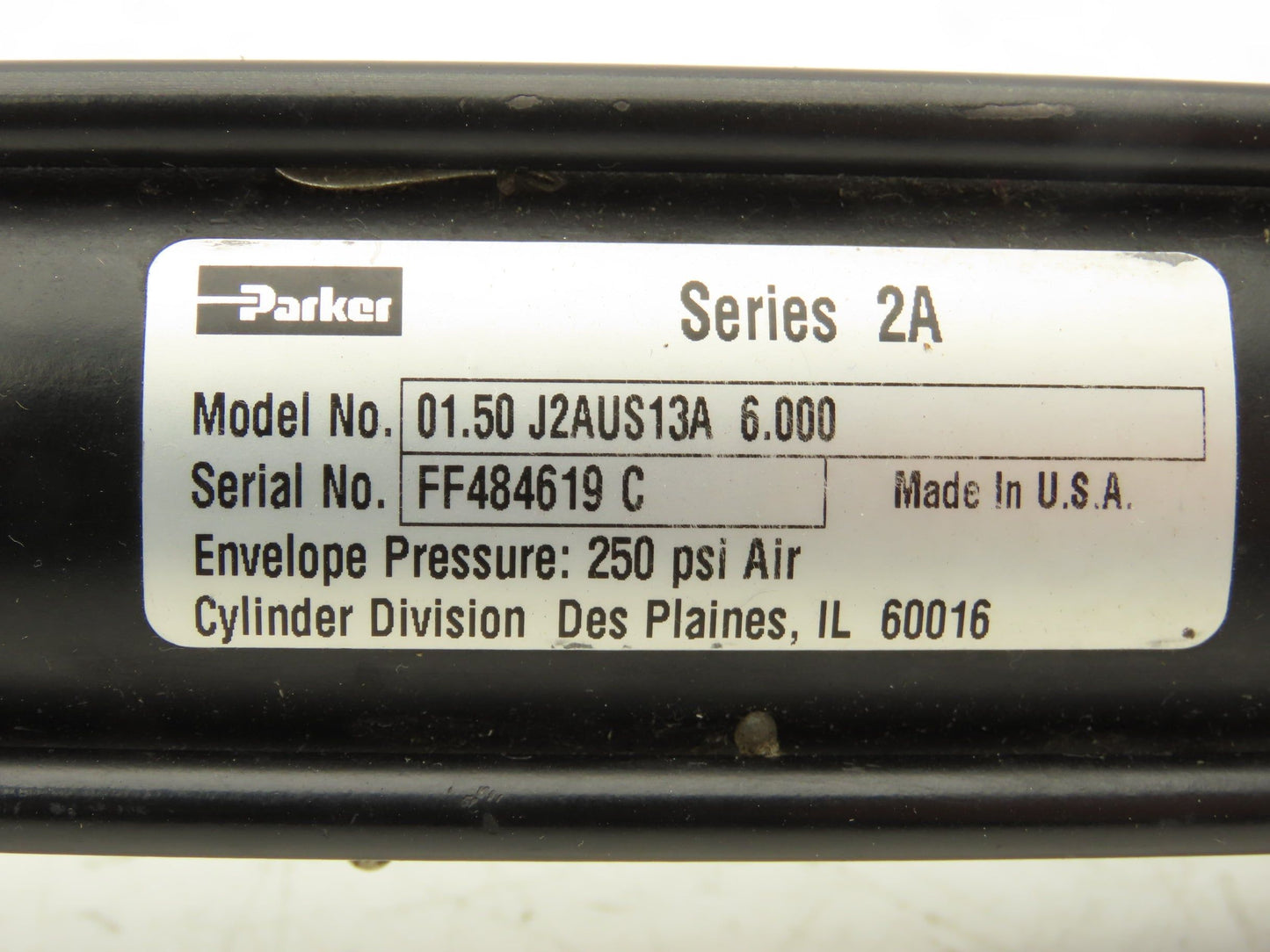 Parker J2AUS13A Pneumatic Air Cylinder 1.5" Bore 6" Adjustable Stroke 250psi