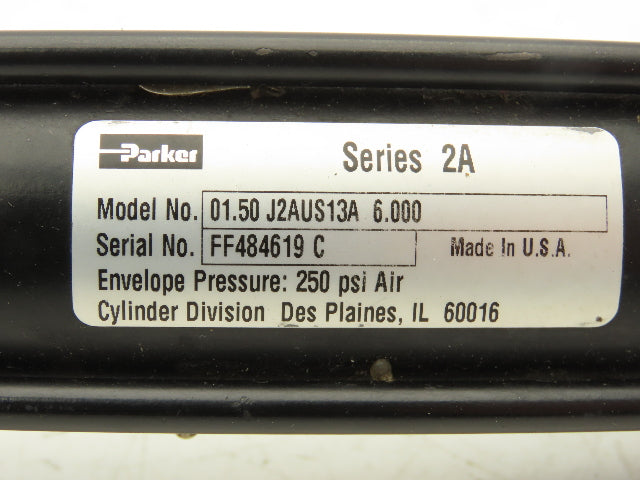 Parker J2AUS13A Pneumatic Air Cylinder 1.5" Bore 6" Adjustable Stroke 250psi