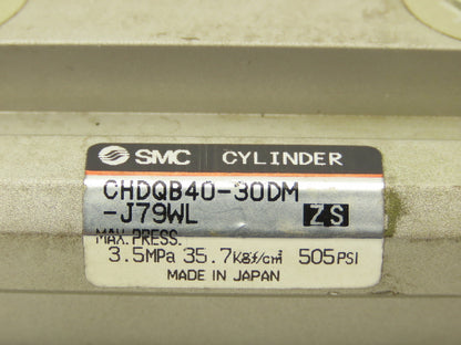 SMC CHDQB40-30DM-J79WL Pneumatic Air Cylinder 40mm Bore 30mm Stroke 505psi