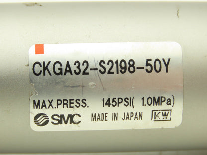 SMC CKGA32-S2198-50Y Pneumatic Air Clamp Cylinder 32mm Bore 50mm Stroke 145psi
