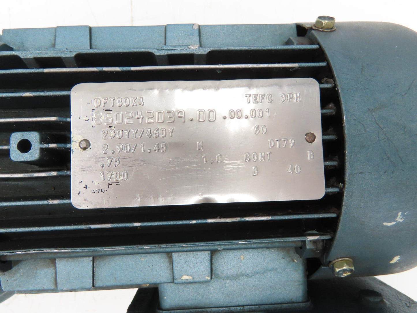 Sew Eurodrive DFT80K4 AC Gearmotor 80:1 Ratio 21rpm 0.75Hp 230/460V
