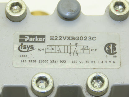 Parker H22VXBG023C Pneumatic Air Solenoid Valve 120VAC 1/2" NPT 145 PSIG