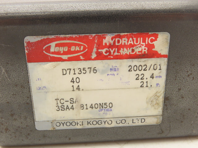 Toyooki Kogyo TC-SA Toyo-Oki Hydraulic Cylinder 40mm Bore 50mm Stroke 2000psi