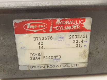 Toyooki Kogyo TC-SA Toyo-Oki Hydraulic Cylinder 40mm Bore 50mm Stroke 2000psi