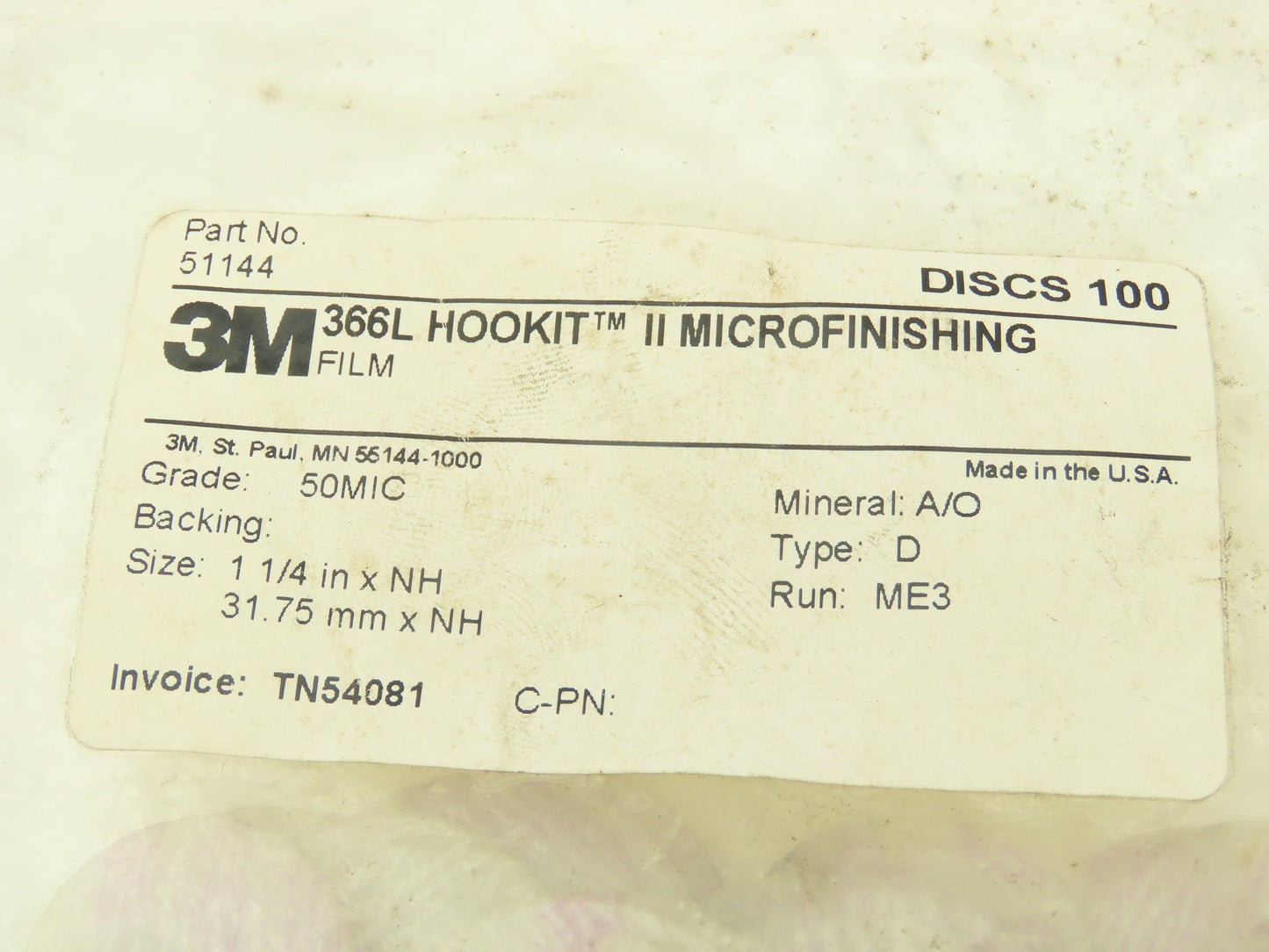 3M 366L Hookit II Microfinishing Discs 1.25" 50mic Aluminum Oxide Lot of 200