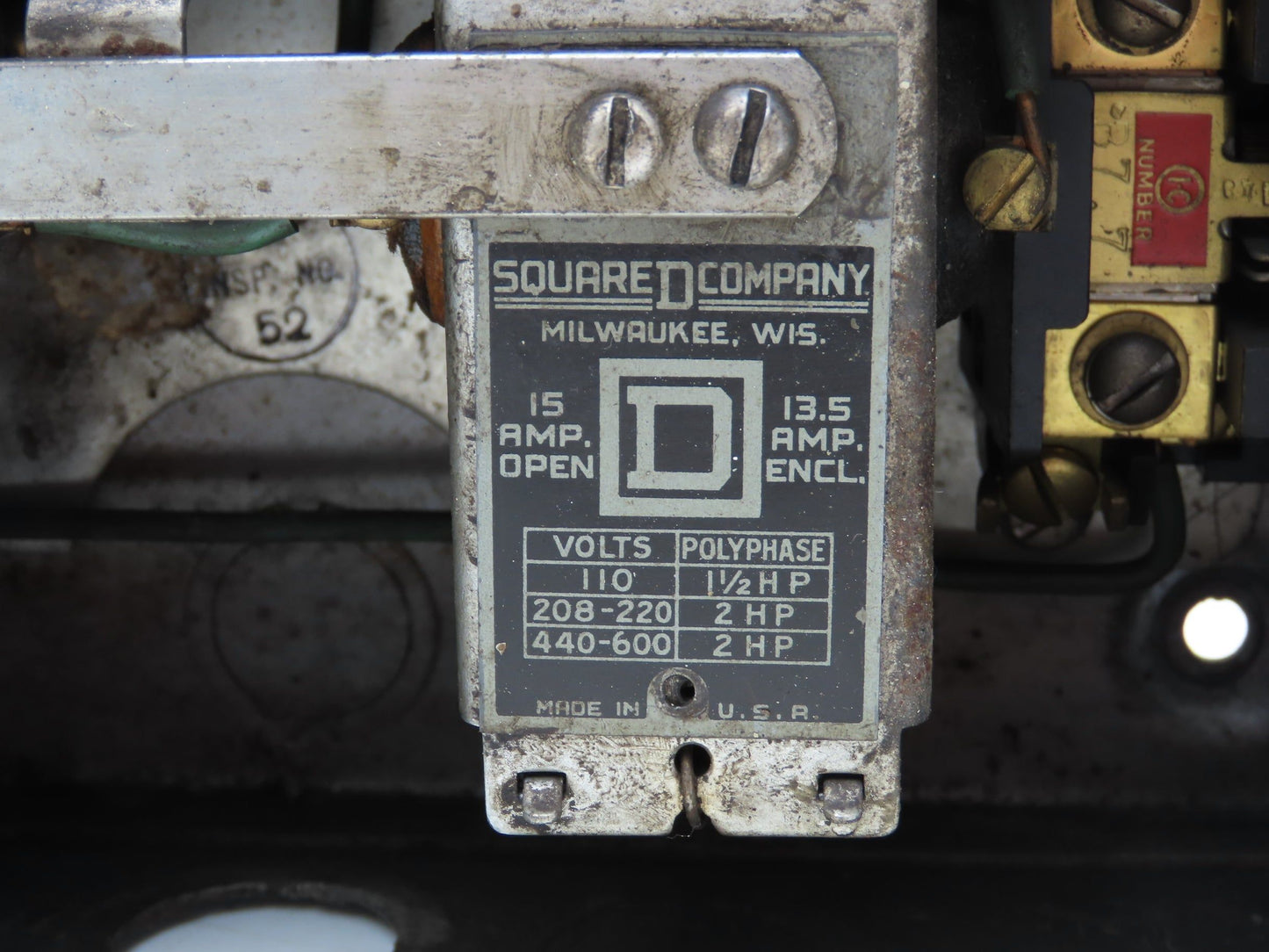 Square D 8736 RG8 Vintage Reversing Motor Starter 2Hp 600V Enclosure