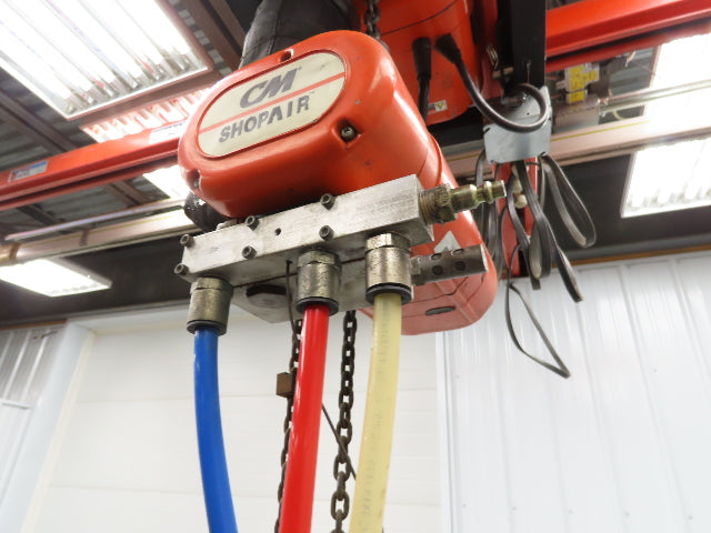 CM ShopAir 600 Lb Pneumatic Air Pendant Chain Hoist 10' Lift 90psi 16FPM