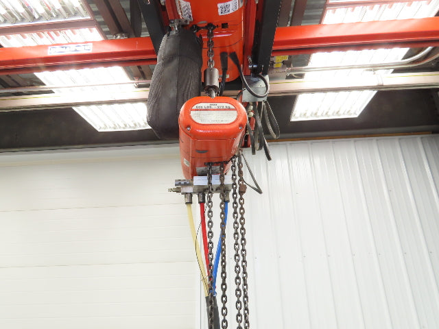 CM ShopAir 600 Lb Pneumatic Air Pendant Chain Hoist 10' Lift 90psi 16FPM