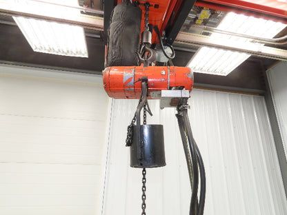 CM ShopAir 300 Lb Pneumatic Air Pendant Chain Hoist 5' Lift 90psi 32FPM