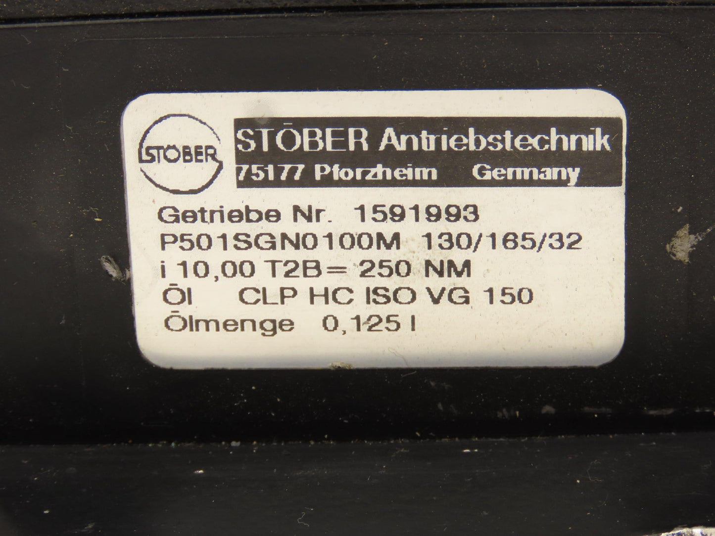 Stober P501SGN0100M 130/165/32 Inline Servo Gearhead 10:1 Gearbox Reducer 250Nm