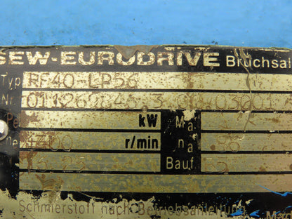 Sew Eurodrive RF40-LP56 Inline Gearbox 16.25:1 Reducer 86rpm