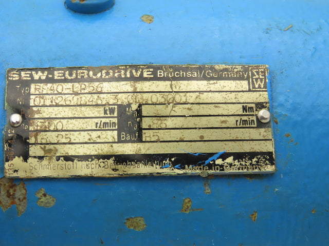 Sew Eurodrive RF40-LP56 Inline Gearbox 16.25:1 Reducer 86rpm