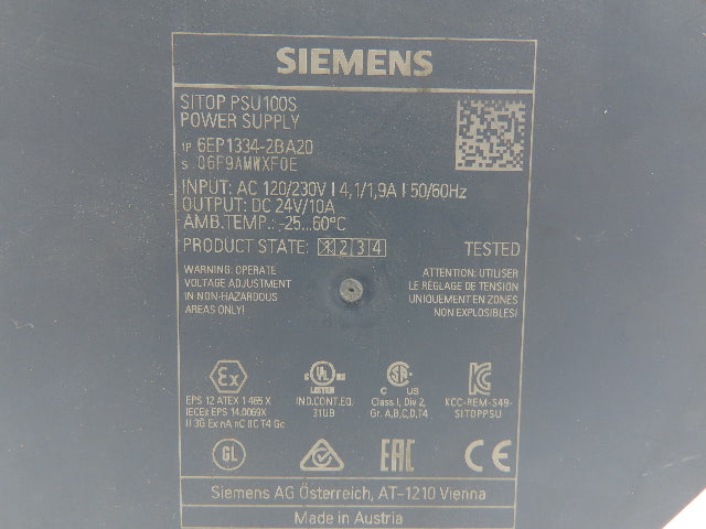 Various Mfr Power Supply 24VDC 10A Out 120/240VAC 1Ph In 240W Lot of 5