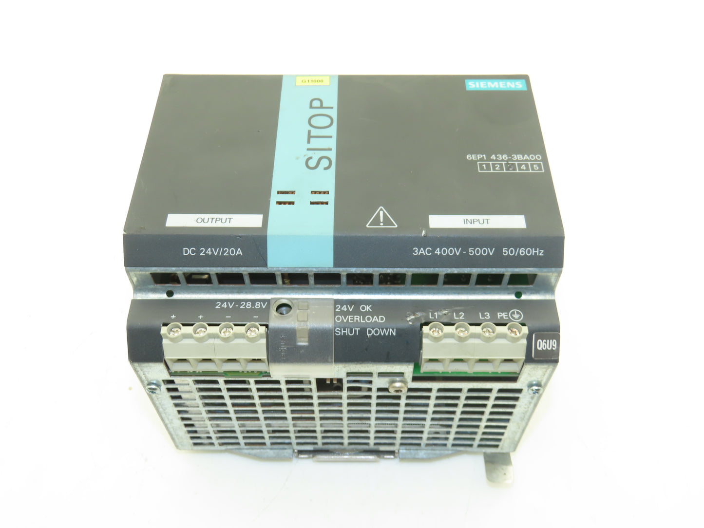 Siemens 6EP1436-3BA00 Sitop DC Power Supply 24VDC 20A Out 480VAC 3Ph 1.3A In