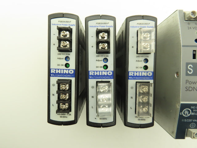 Various Mfr Power Supply 24VDC 2.5A Out 120/240VAC 1Ph In Lot of 9