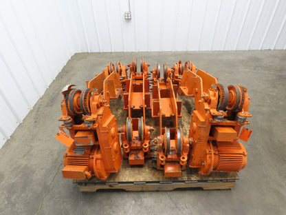 Cleveland Tramrail Bridge Crane Motorized End Truck Drive WB 6.5" Wheel Set of 4