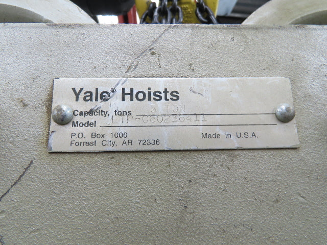 Yale LTP 3 Ton Manual Chain Fall Hoist Trolley 4-7" Beam 14' Lift Travel