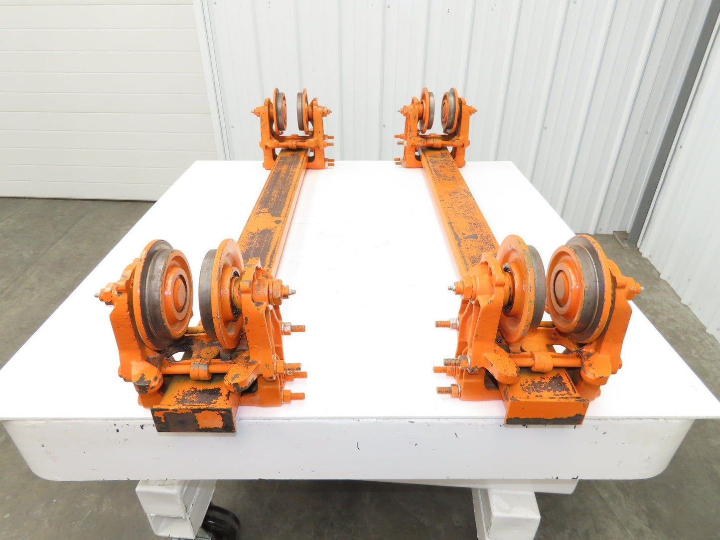 Cleveland Tramrail Bridge Crane 52" Stop Bar ES Idler Heads WA 5"Wheels Set of 2