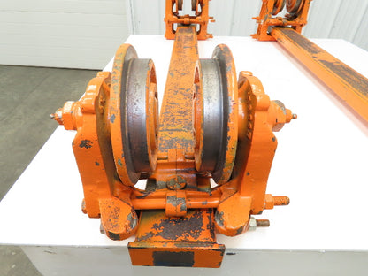 Cleveland Tramrail Bridge Crane 52" Stop Bar ES Idler Heads WA 5"Wheels Set of 2