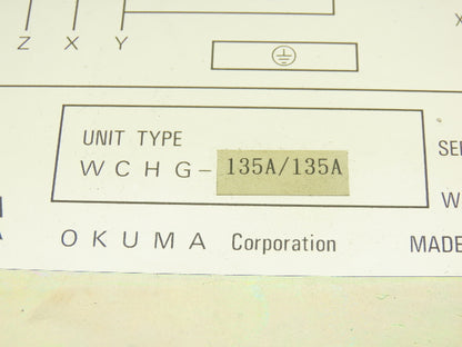 Okuma WCHG-135A/135A Spindle Motor Winding Change Over Unit 120V Coil