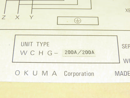 Okuma WCHG-200A/200A Spindle Motor Winding Change Over Unit 120V Coil