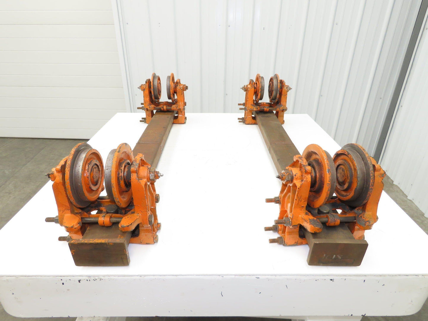 Cleveland Tramrail Bridge Crane 46" Stop Bar ES Idler Heads WA 5"Wheels Set of 2